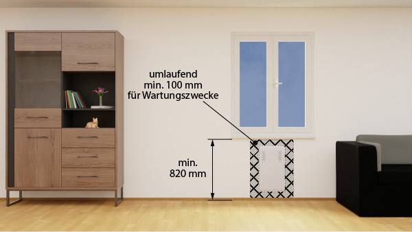 Einbau der Wohnraumlüftung unter dem Fenster